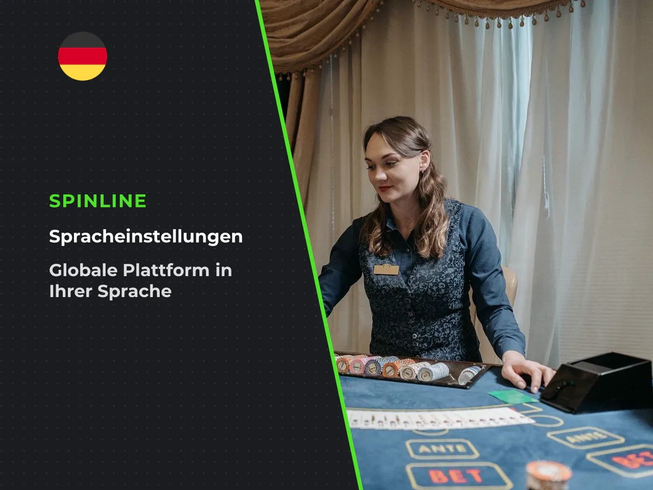 Länder-, Sprach- und Zugangseinstellungen bei Spinline