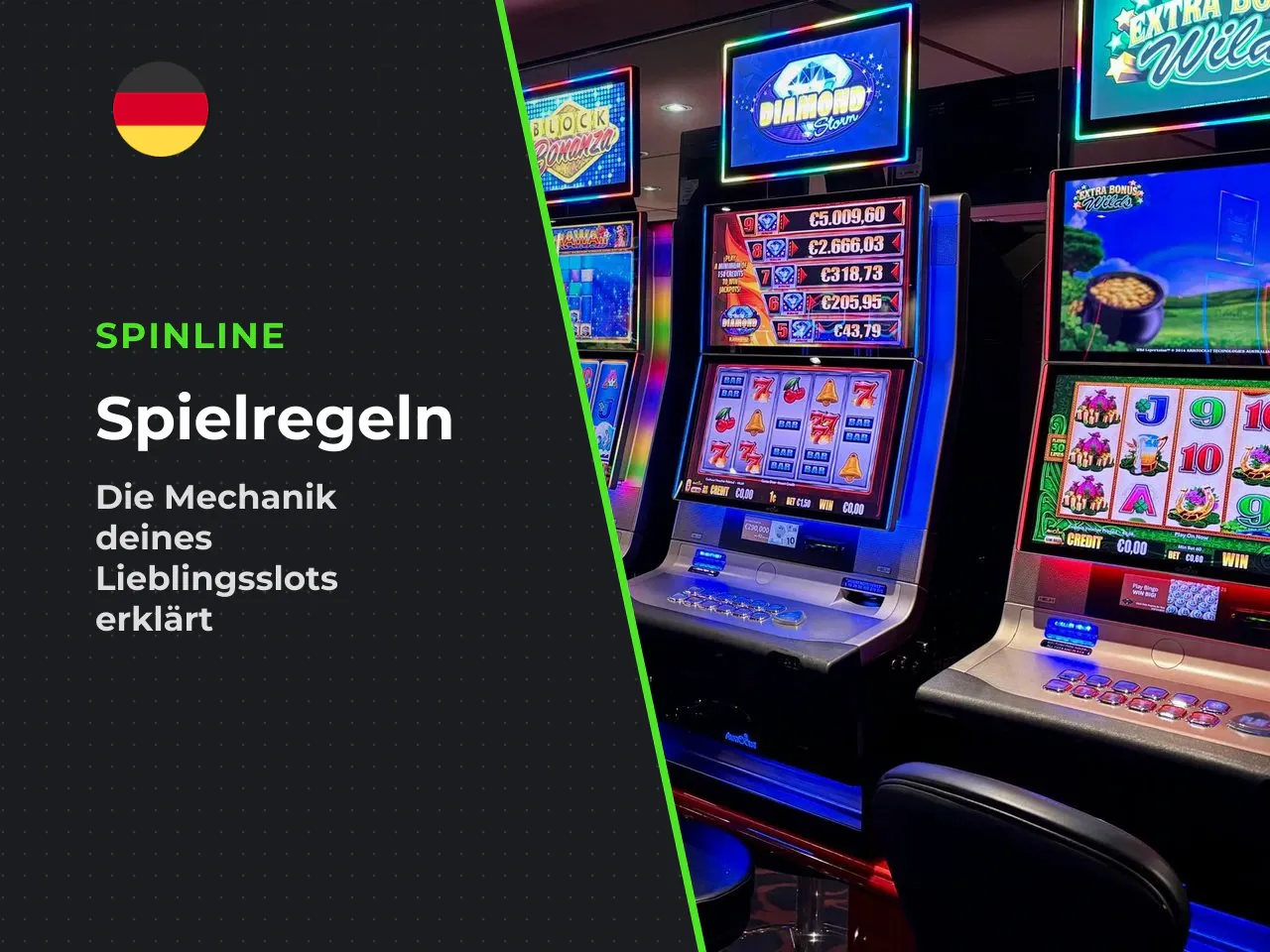 Gewinntabelle und Ablauf eines Spins. Der